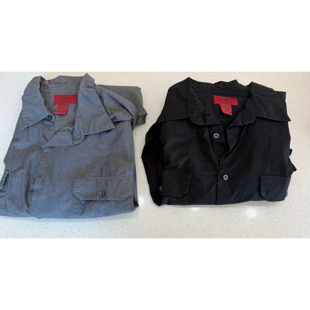 2 The Foundry Supply Co. Young Men's Size XLT L Sleeve Button Down Black Gray